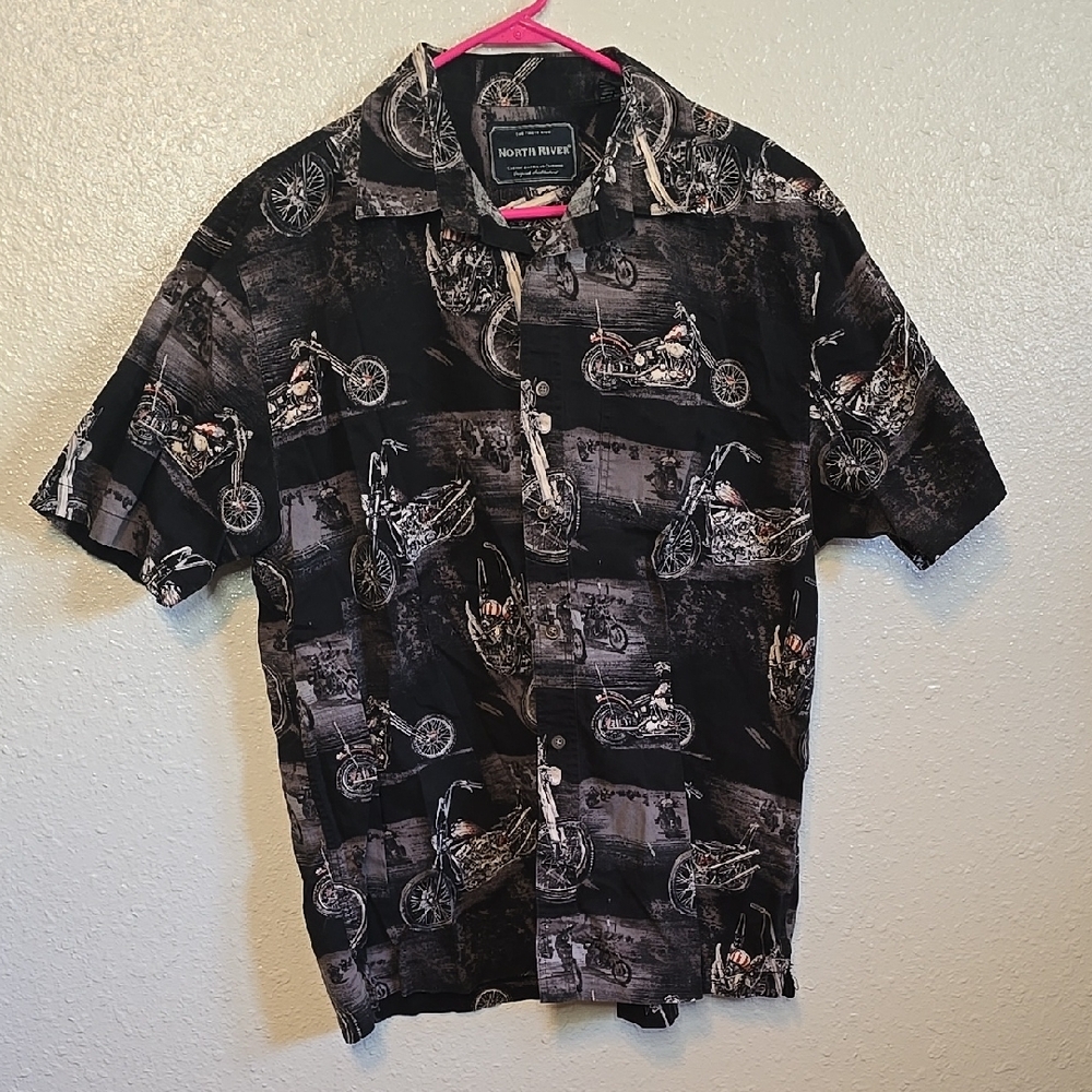 North River Mens Button Down Shirt With CLASSIC MOTOCYCLES